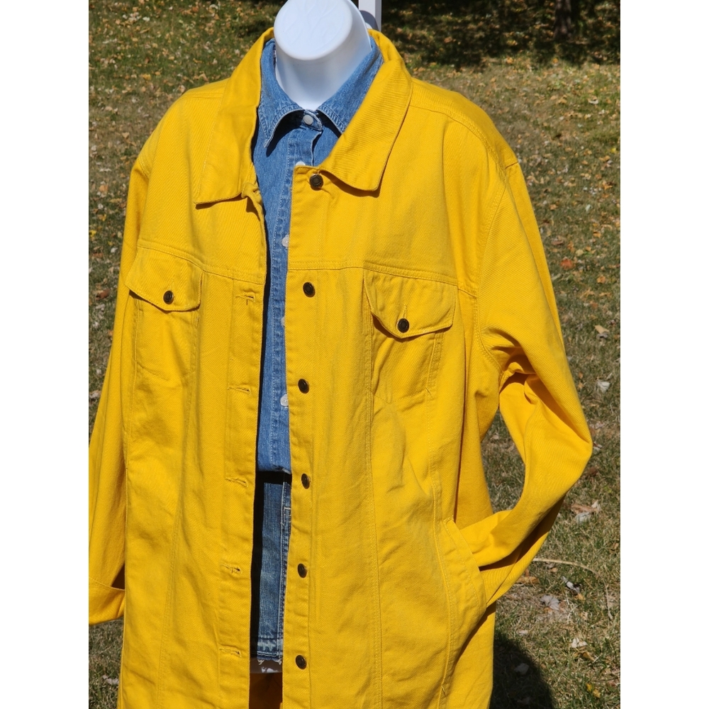 SOLD Jessica London Plus-Size Yellow 3/4 Quarter Length Denim Jean Jacket - 26W - Picture 4 of 8
